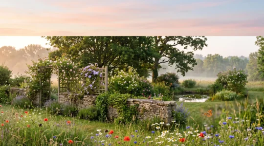 Jardin luxuriant et diversifié abritant une multitude d'espèces végétales et animales, symbole d'une réserve de biodiversité